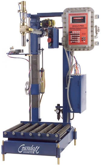 Durable and precise drum filling machine by Crandall Filling Machinery for accurate no-drip liquid filling.